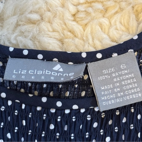 Vintage Liz Claiborne Navy Polka Dot Maxi Dress - Size 6 - Picture 6 of 8